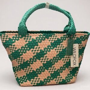 Wildfox Green and Tan Checkered Tote